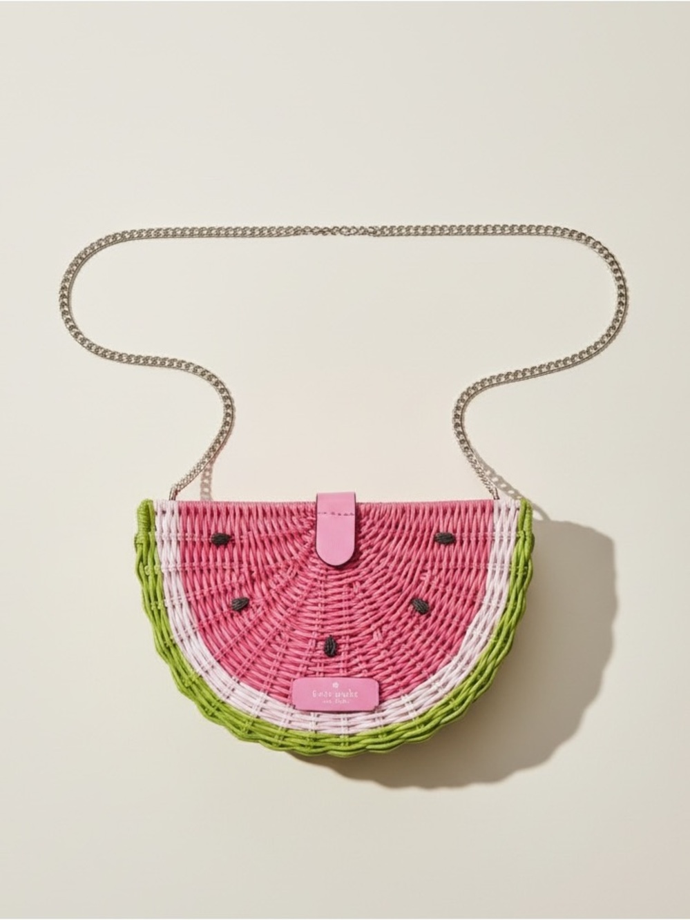 Kate Spade Watermelon Wicker Crossbody Novelty Bag NWT Chain Strap - Picture 4 of 13